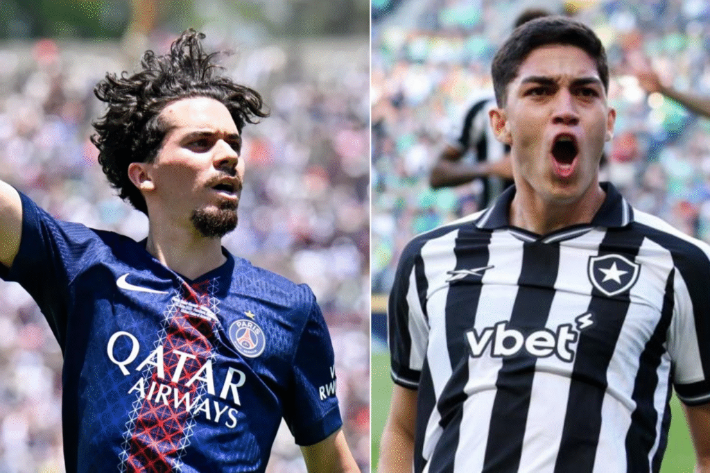 Jugadores de PSG y Botafogo celebran durante un partido por la fase de grupos del Mundial de Clubes 2025